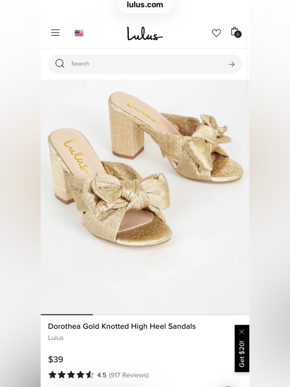 Lulu's Metallic Gold Knot Block Heel Mules